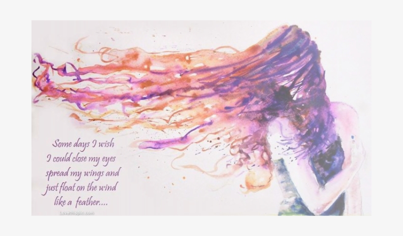 Picture - Flowing Hair Watercolor, transparent png