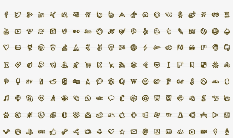 160 Hand-drawn Social Icons - Top Down Skeleton Sprite, transparent png
