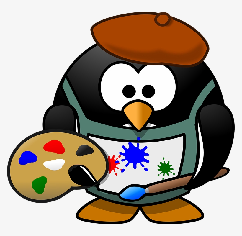 Painter Tux Art Artist Beret Blotch Brush - Artist Clipart, transparent png