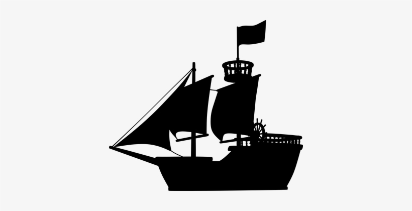 Boat Marine Maritime Medieval Ocean Pirate - Pirate Ship Silhouette Png, transparent png
