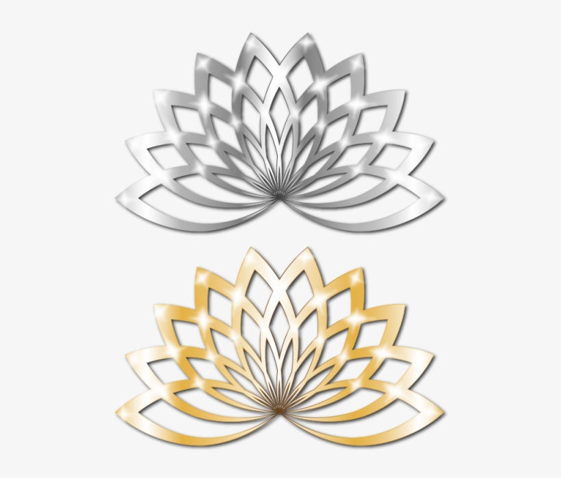 Silver Golden Lotus Floral Metal Shine Vector, Silver, - Vector Graphics, transparent png