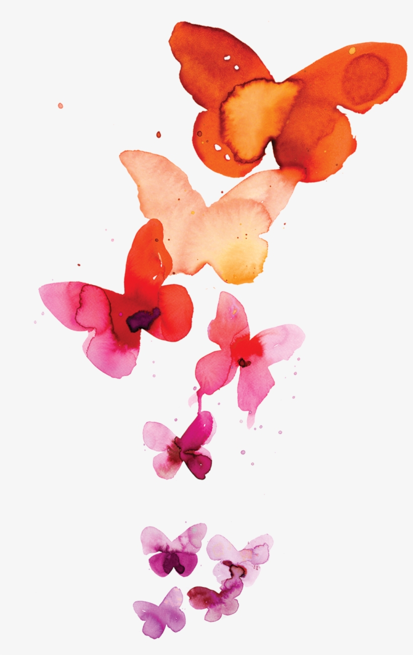 Coral Butterflies - Watercolor Butterfly Tattoo, transparent png