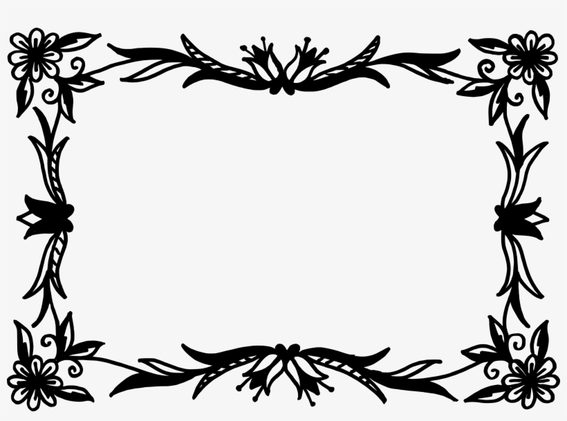 Png File Size - Black Floral Frames Png, transparent png