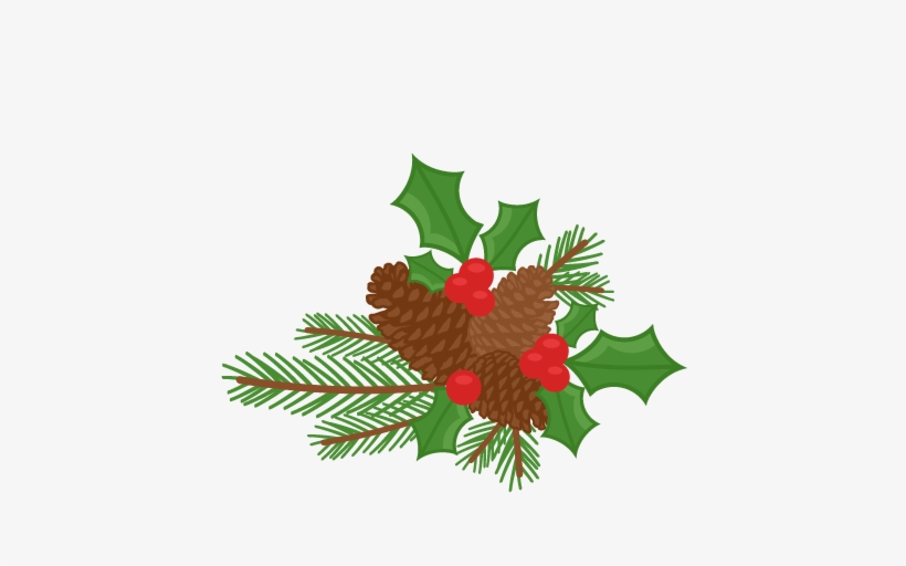 Pinecones & Holly Berries Scrapbook Clip Art Christmas - Christmas Holly Berry Clip Art, transparent png