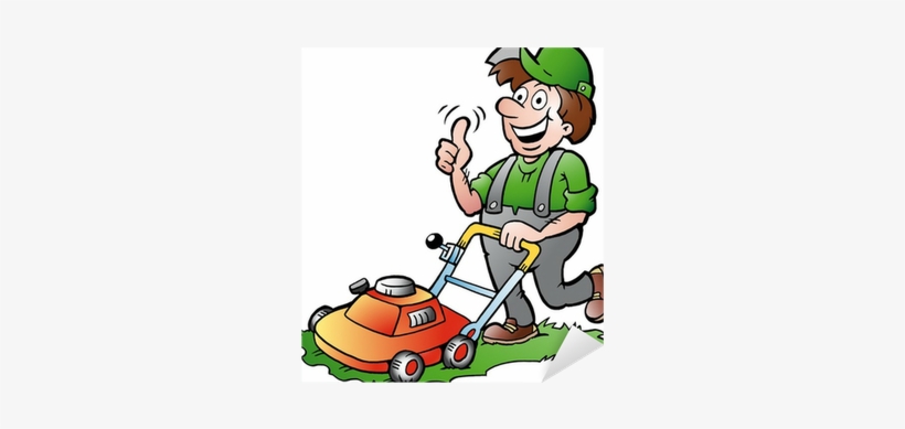 Vector Illustration Of An Happy Gardener With His Lawnmower - Tuinman, transparent png