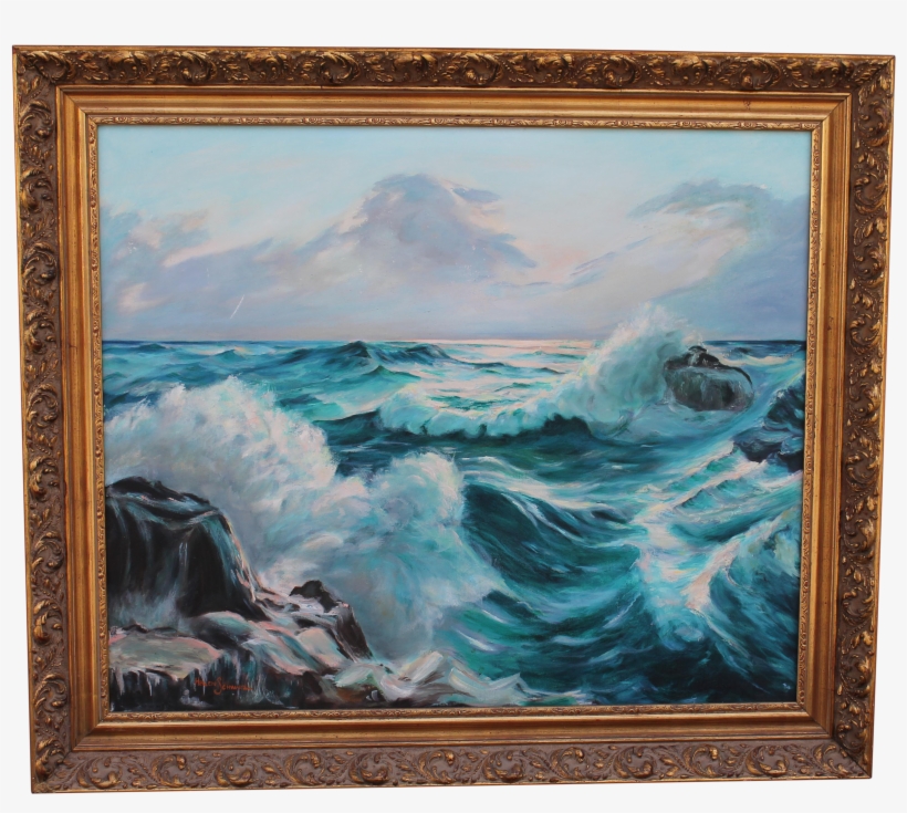 Vintage Seascape Oil On Canvas, 1940's On Chairish, transparent png