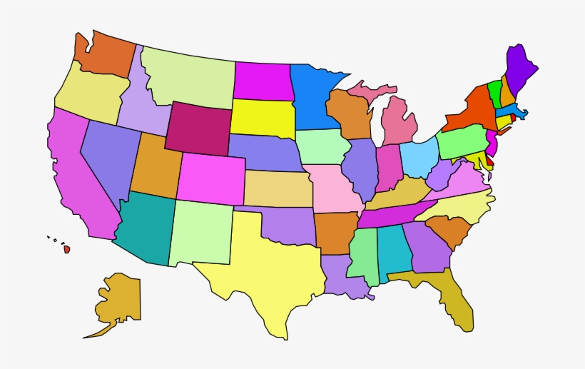 United States Map Clip Art - Blank Us Map Color, transparent png