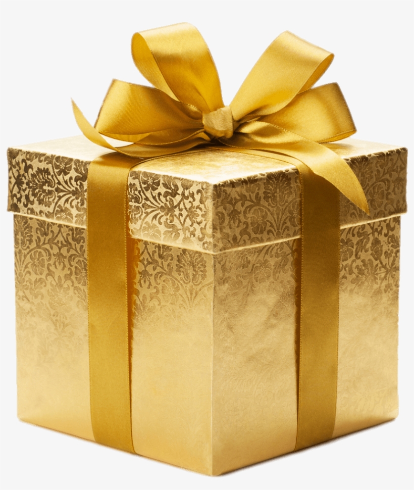 Gold Coloured Gift Box Png - Gold Gift Box Png, transparent png