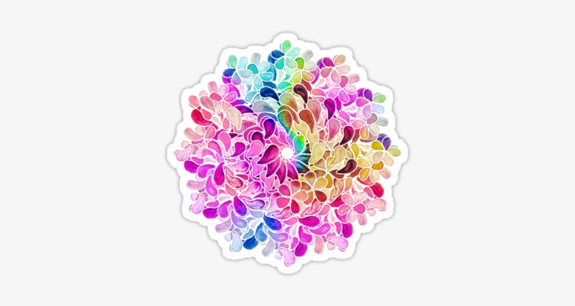 Rainbow Watercolor Paisley Flower By Micklyn - Rainbow Watercolor Paisley, transparent png