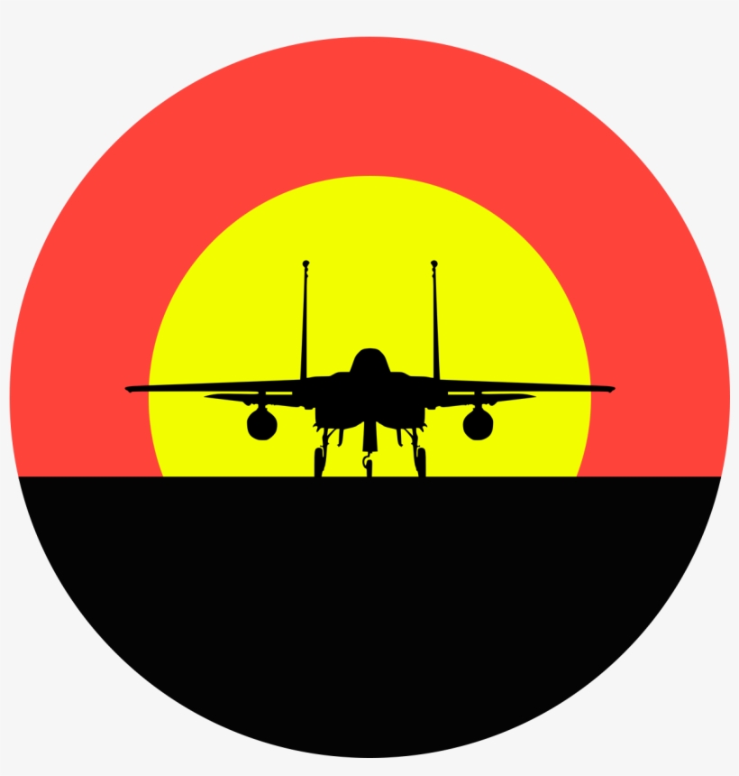 Fighter Jet Horizon Sunset Silhouette - Circle, transparent png