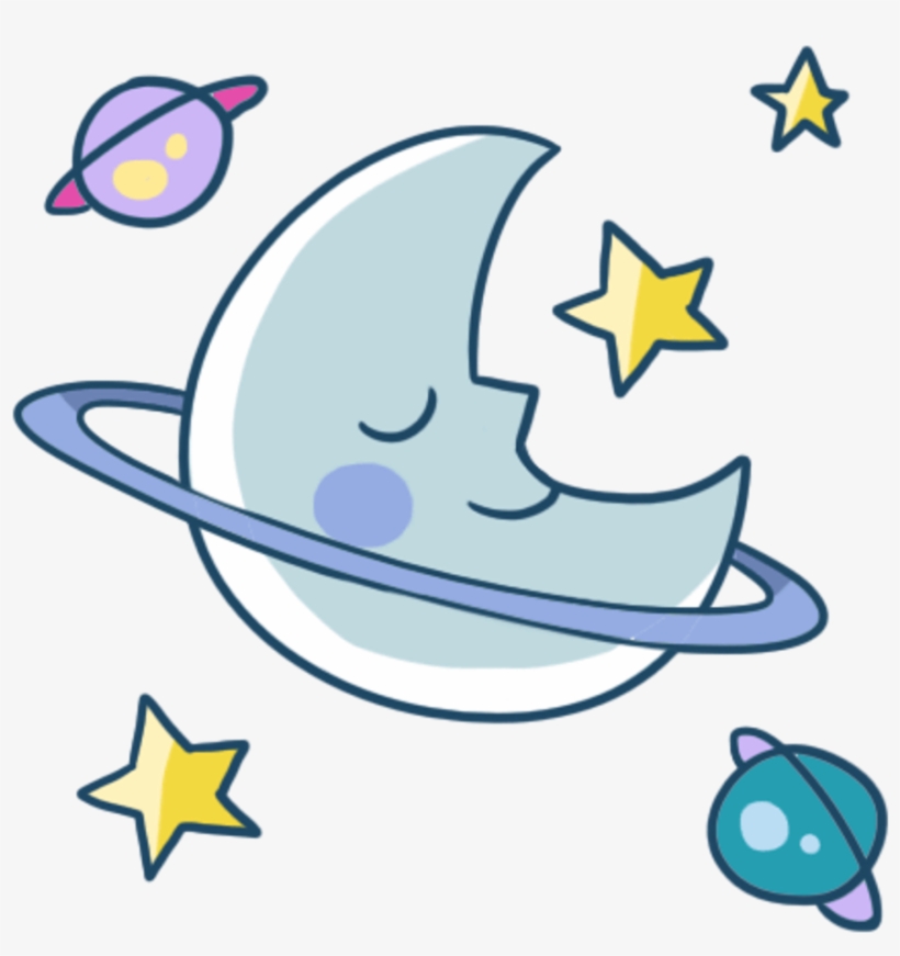 Moon Cute Star Night Sleep Meteor Planet Colorful Galax - Sleep, transparent png