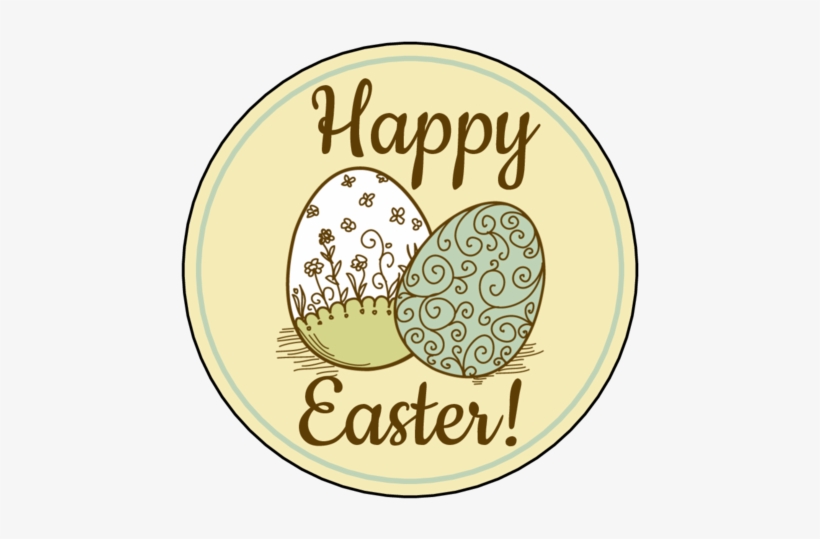 Ol350 - 2 - 5" Circle - Happy Easter Eggs - Easter Watercolor Card With Egg And Flowers. Card, transparent png