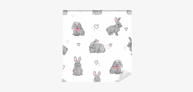 Easter Rabbits Seamless Pattern - Bunnies Background, transparent png