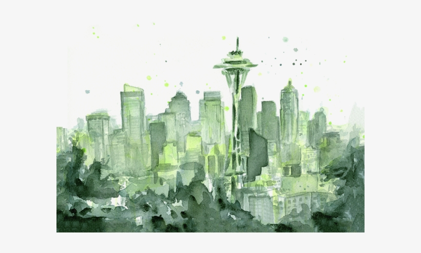 Click And Drag To Re-position The Image, If Desired - Seattle Watercolor, transparent png