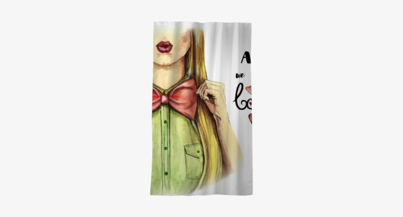 Watercolor Picture On A Valentine's Day, Girl Kisses, - Fashion Illustration, transparent png