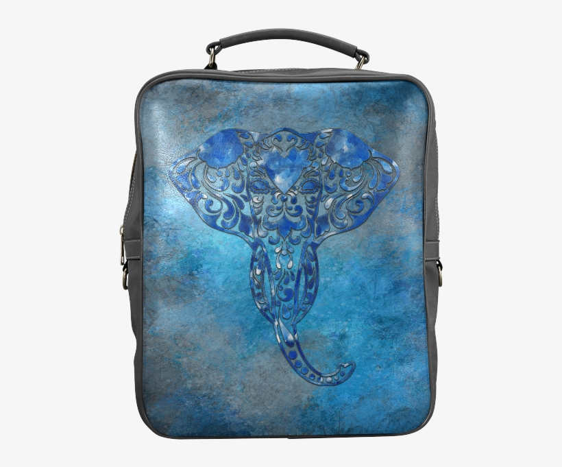 A Blue Watercolor Elephant Portrait In Denim Look Square - Interestprint Galaxy Mandala Elephant Tapestry Wall, transparent png