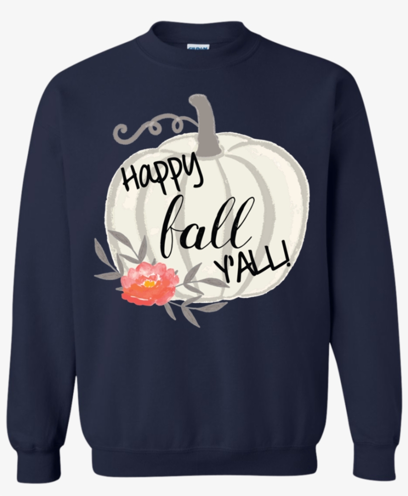 Happy Fall Y'all Watercolor Pumpkin Crewneck Sweatshirt - Shirt, transparent png