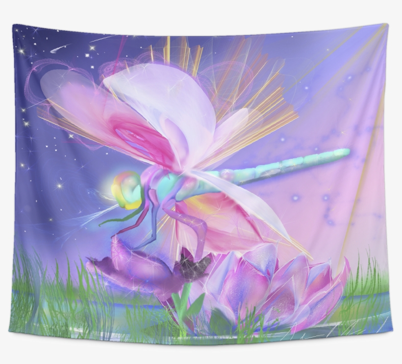 Dragonfly Lotus Tapestry - Fine Arts, transparent png