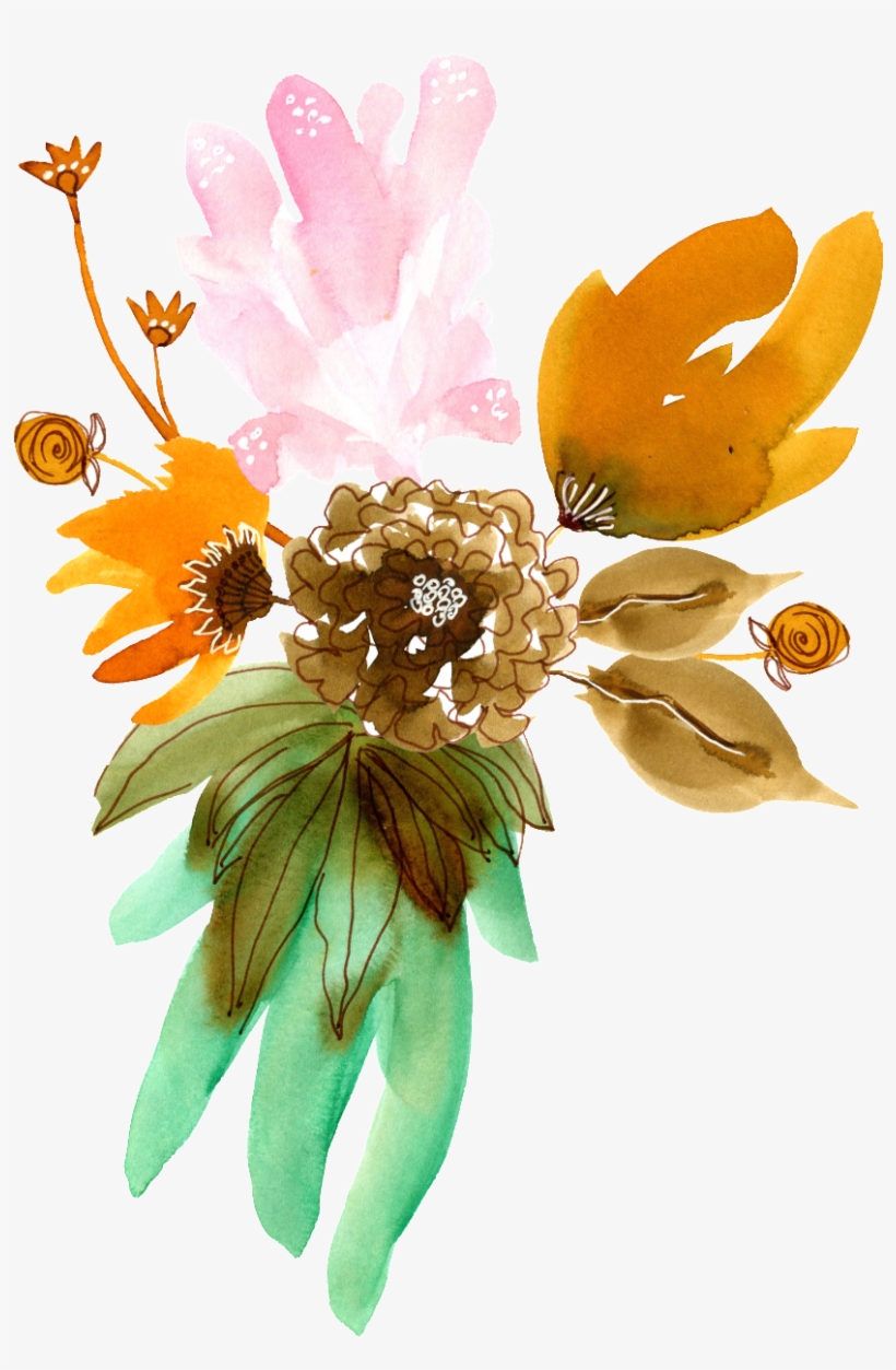 Hand Painted Three Color Rendering Flower Png Transparent - Rendering, transparent png