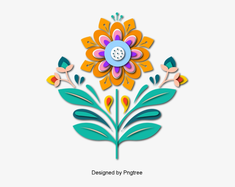 Beautiful Cartoon Cute Chinese Wind-cut Flower, Flower - Cartoon, transparent png