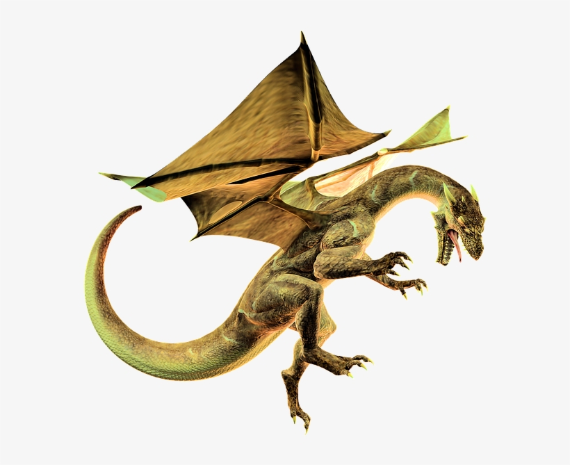 Dragon, Fantasy, Reptile, Creature, Wings, 3d, Render - Yellow Dragon, transparent png