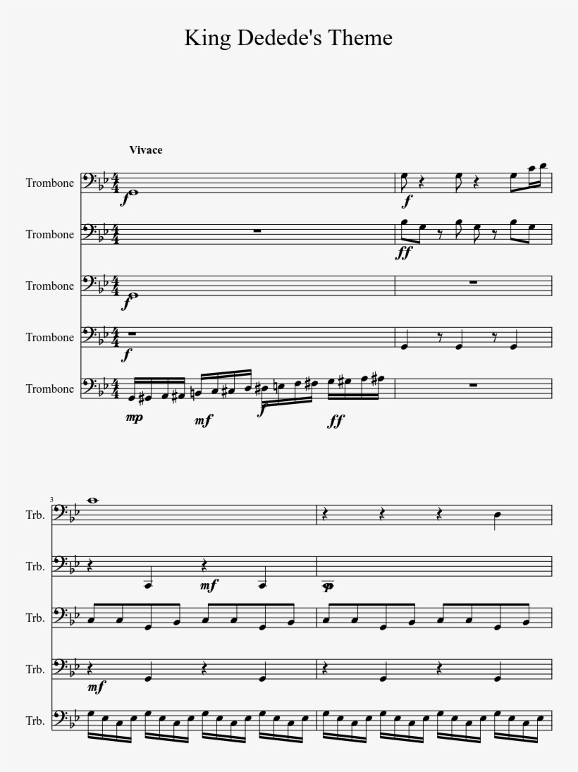 King Dedede's Theme Sheet Music 1 Of 9 Pages - Papa Was A Rolling Stone Score, transparent png