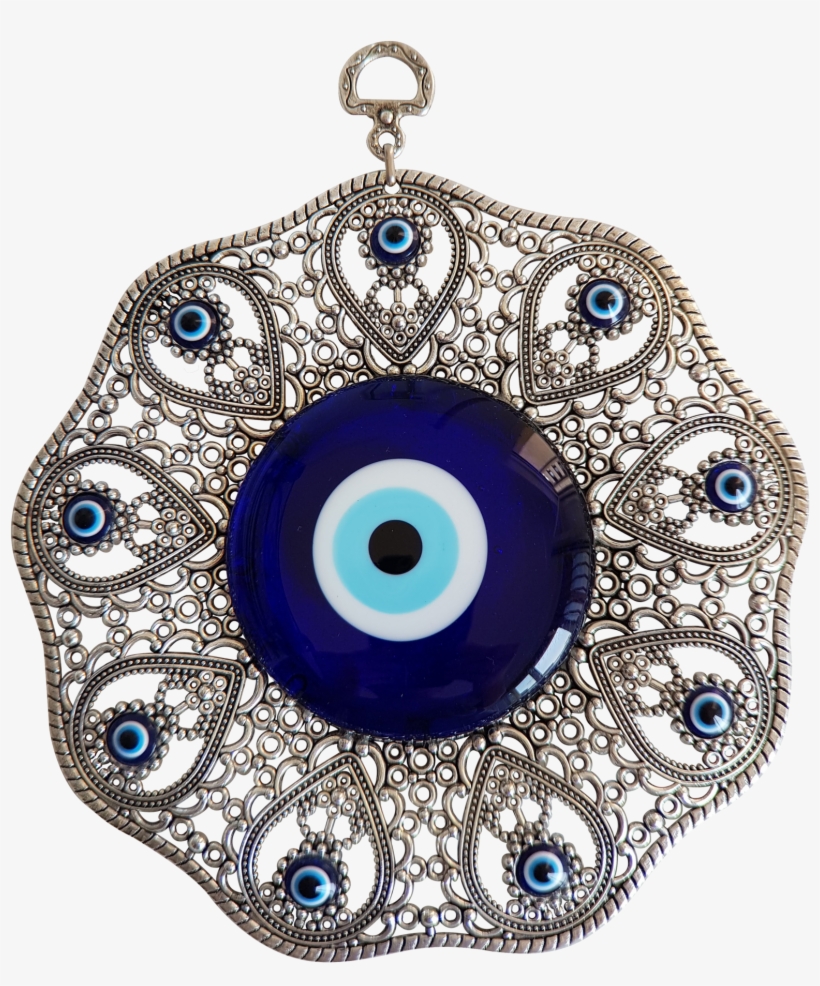 Bead Global Turkish Glass Blue Evil Eye Wall Hanging - Silver, transparent png