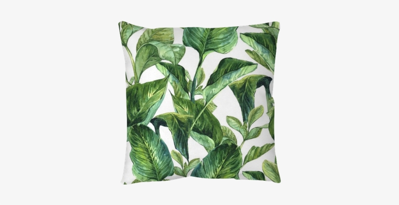 Watercolor With Tropical Leaves Throw Pillow • Pixers® - Tropical Leaves Wallpaper Watercolour, transparent png