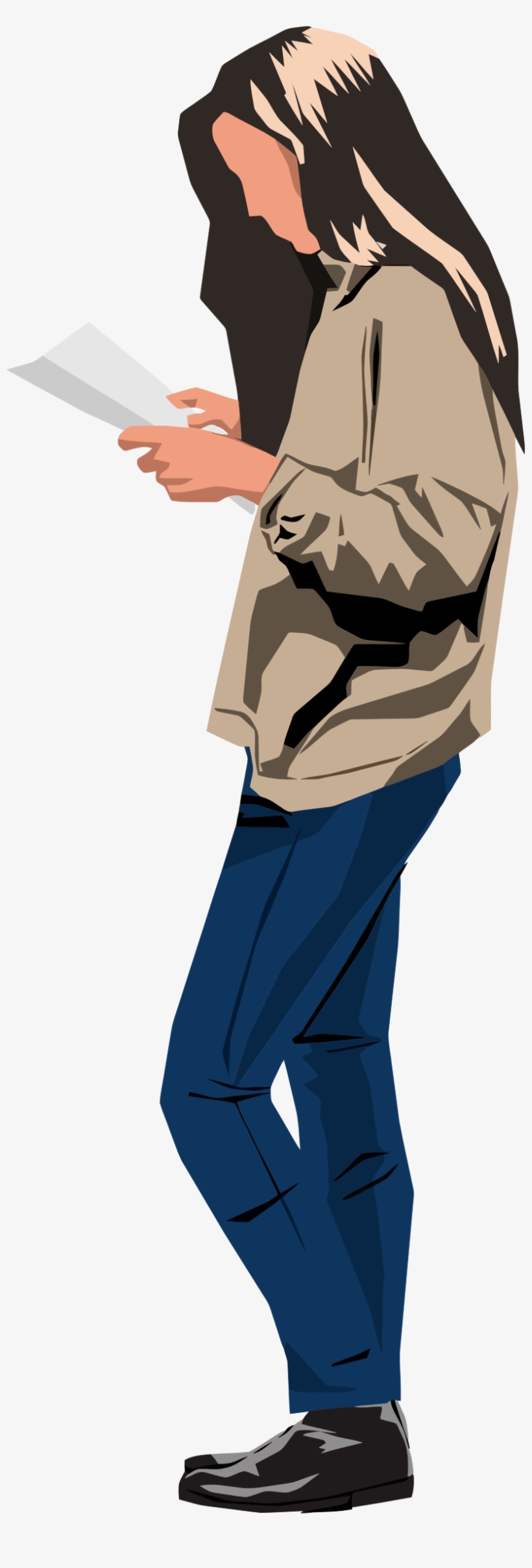 Big Image - Woman Standing Reading, transparent png