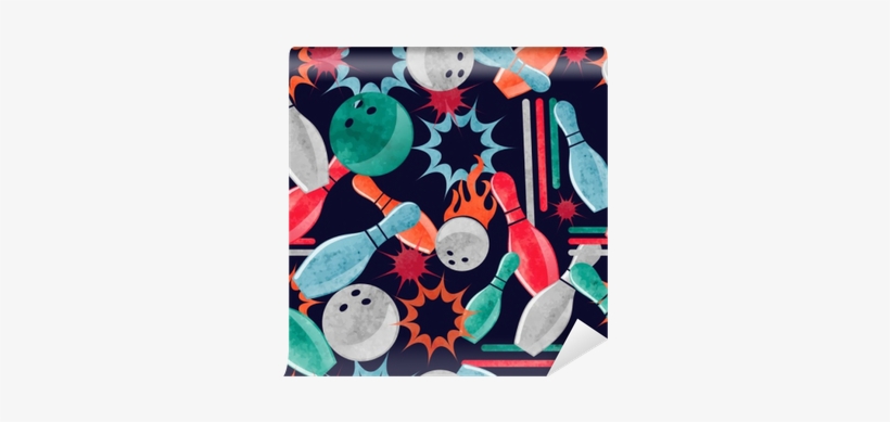 Watercolor Bowling Seamless Pattern - Bowling, transparent png