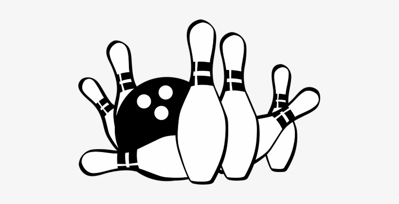 Ball Bowling Pins Game Sport Bowling Bowli - Bowling Clip Art Black And White, transparent png