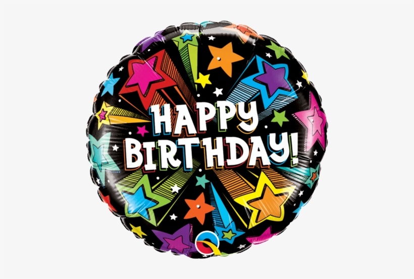 Birthday Colorful Shooting Stars Balloon - Black Happy Birthday Stars Transparent Png, transparent png
