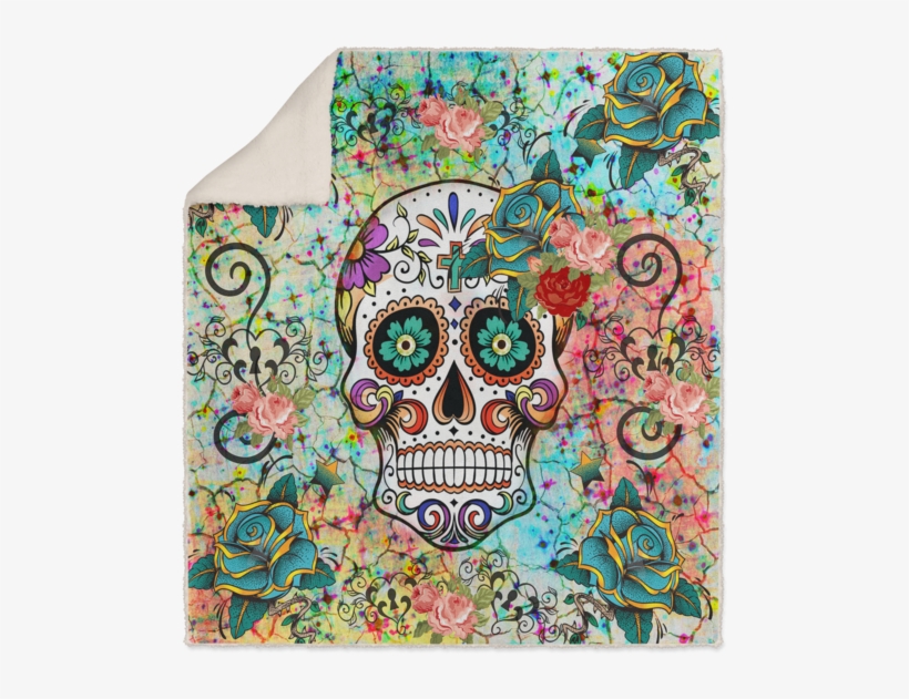 Jungle Abstract Sugar Skull Fleece Sherpa Blanket - 1alexstore Pillowcase Standard 46cm X 46cm Two Sides, transparent png