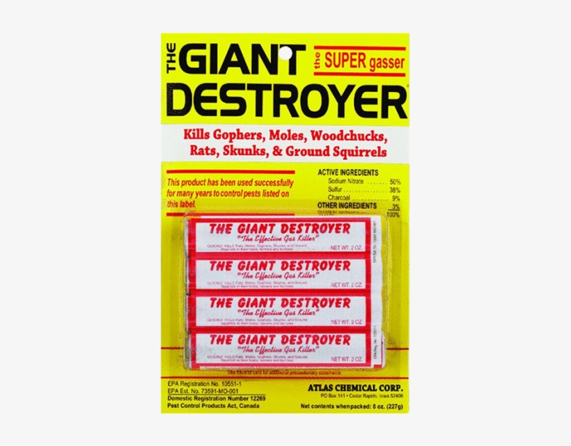Giant Destroyer Gopher And Mole Smoke Bomb - Giant Destroyer 00333 Gas Bomb - Gopher Mole, transparent png