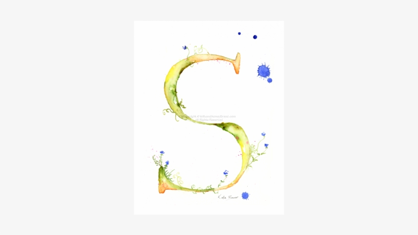 Watercolour Monogram Letter S, transparent png