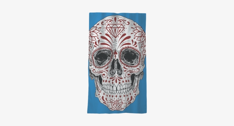 Realistic Day Of The Dead Sugar Skull Sheer Window - Day Of The Dead Real Skull, transparent png