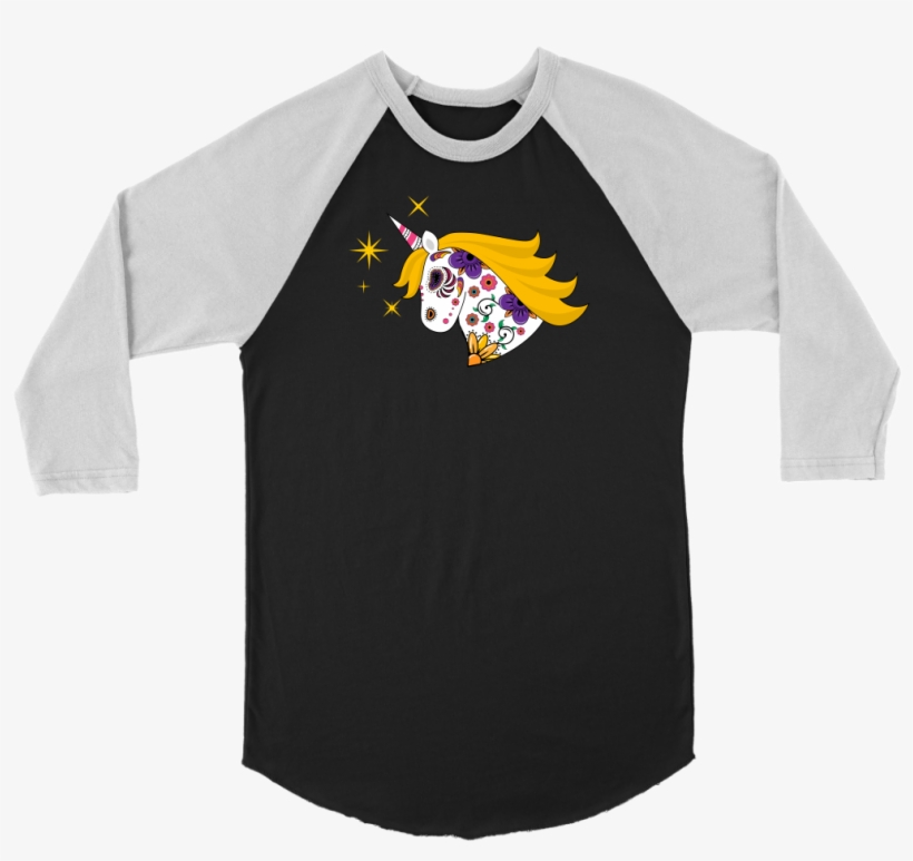 Sugar Skull Unicorn Baseball Tee - Mama Bear 3/4 Sleeve Shirt, transparent png