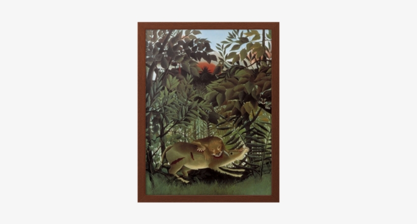 The Hungry Lion Throws Itself On The Antilope Framed - Lion Devouring Its Prey Rousseau, transparent png