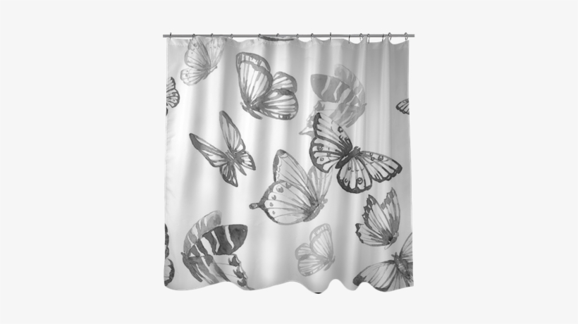 Watercolor Butterfly Vector Pattern Shower Curtain - Window Covering, transparent png