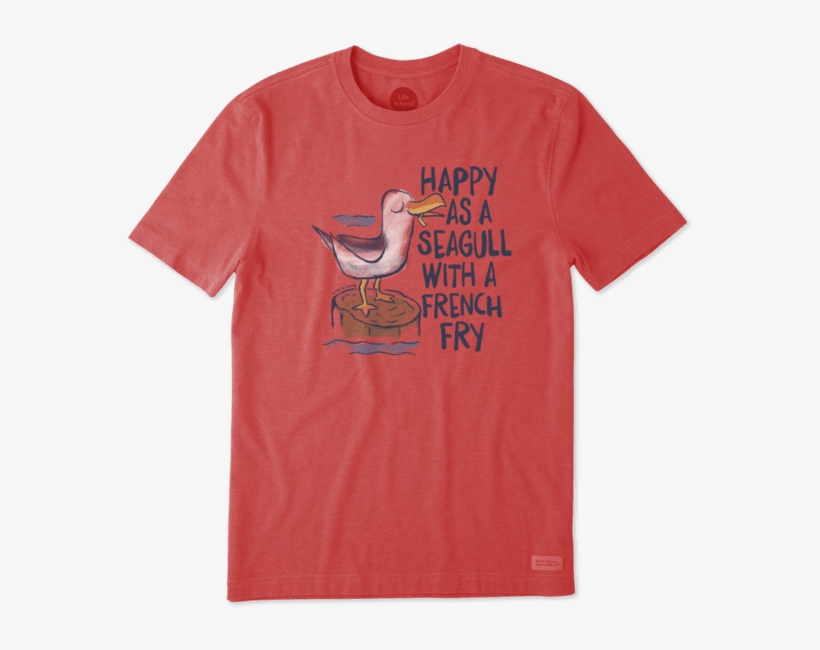 Men's Happy As A Seagull Crusher Tee - Happy As A Seagull With A French Fry Shirt, transparent png