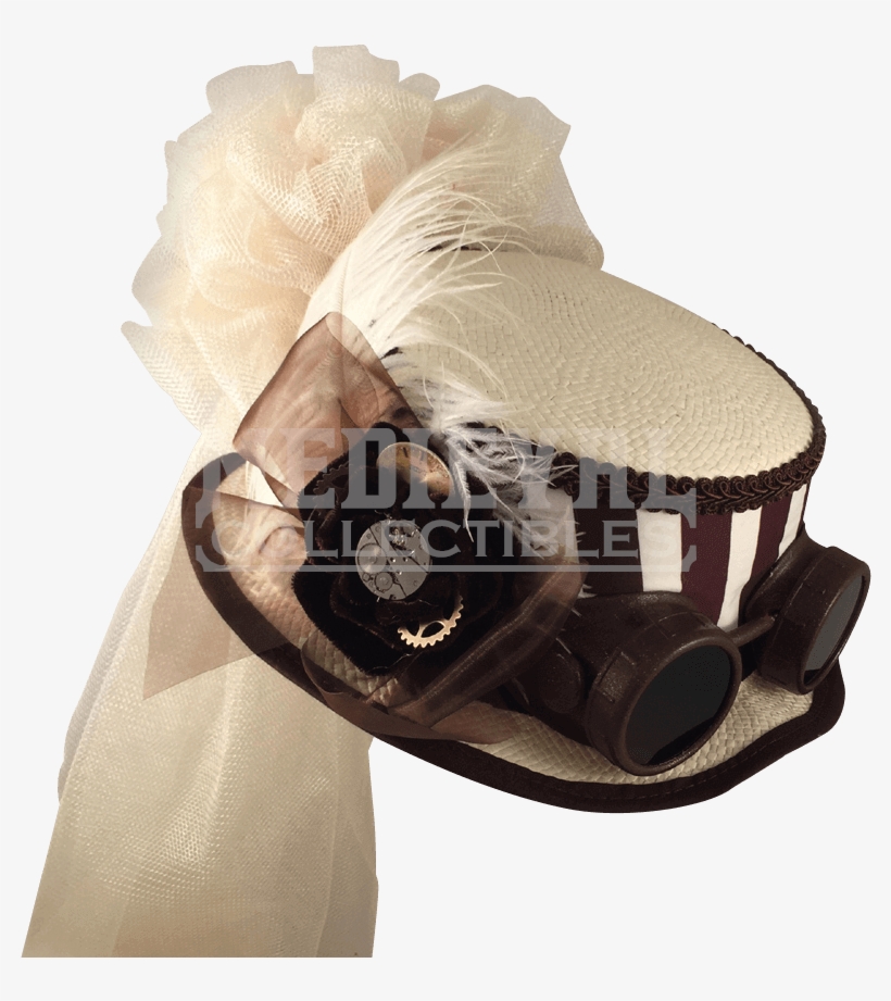Steampunk Featherstone Straw Hat, transparent png