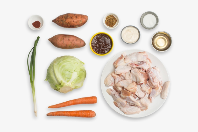 Bbq Chicken Wings With Smoky Sweet Potato Salad & Coleslaw - Carrot, transparent png