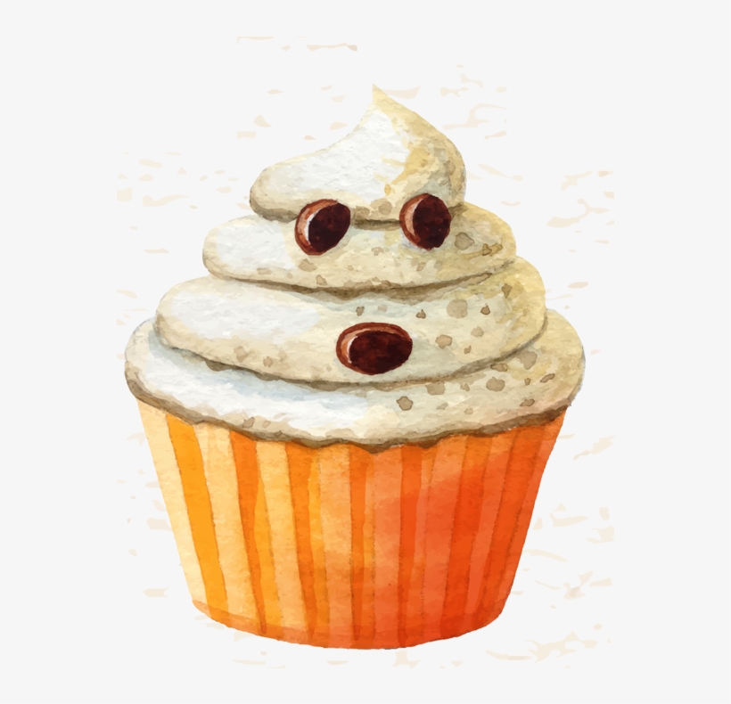 Vector Cupcakes Watercolor - Halloween Cake, transparent png