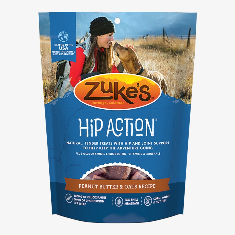 Zukes Hip Action Peanut Butter And Oats Dog Treats - 3 Packs Zuke's Hip Action With Glucosamine, transparent png
