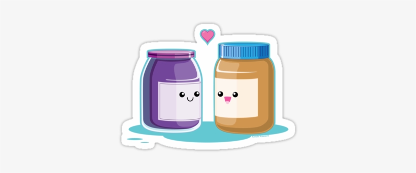 Peanut Butter And Jelly Die-cut Sticker By Kimchi Kawaii - Cute Peanut Butter And Jelly, transparent png