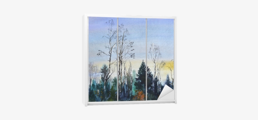 Vinilo Para Armario Paisaje Con Forest - Watercolor Painting, transparent png