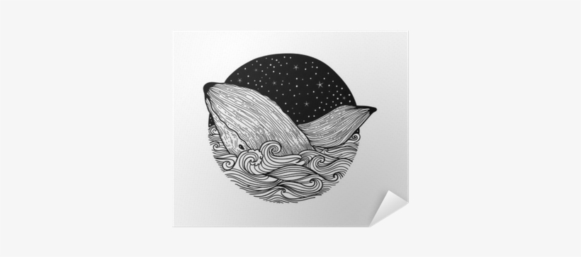 Whale Jumping Out Of The Waves On A Night Starry Sky - Design, transparent png
