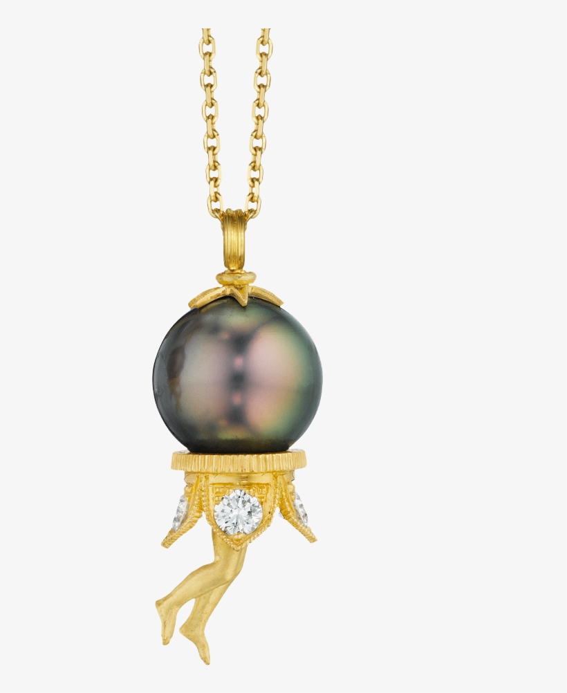 Yellow Gold, Tahitian Pearl And Diamond Necklace - Earring, transparent png