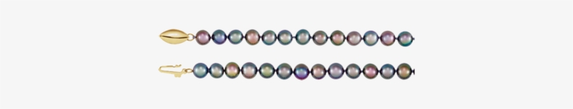 14k Yellow Freshwater Cultured Black Pearl 16" Necklace, transparent png