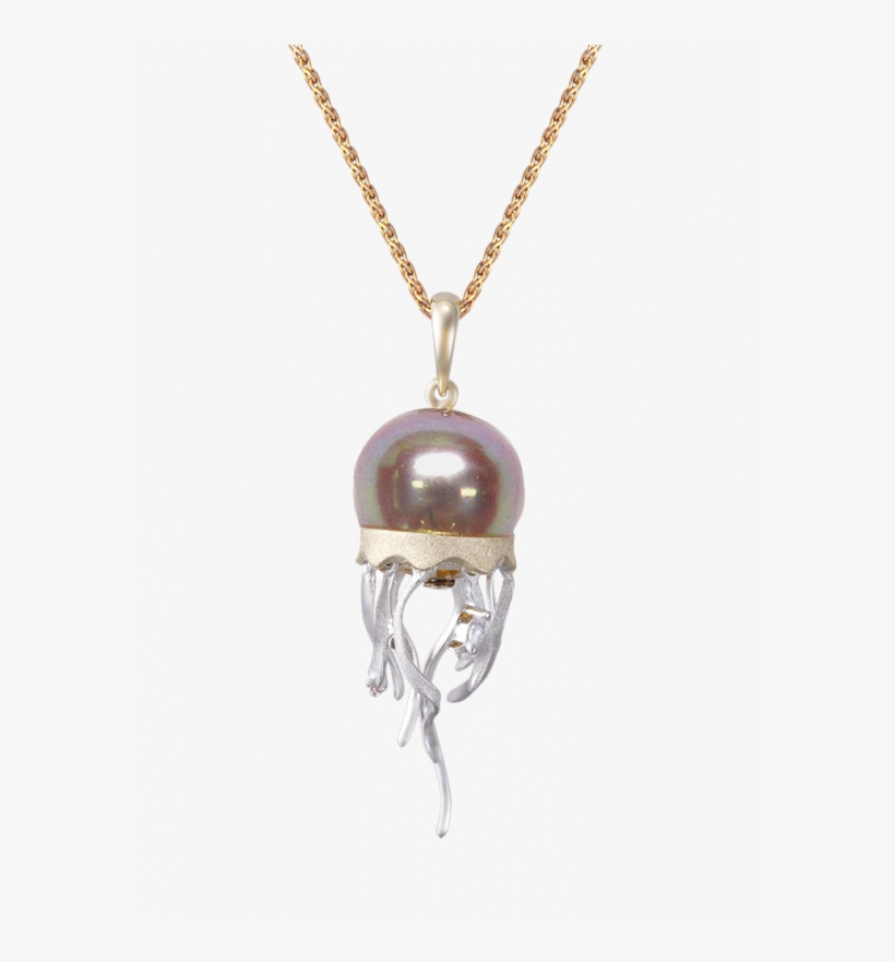 18k Two-tone Tahitian Pearl Jellyfish Pendant With - Letter, transparent png